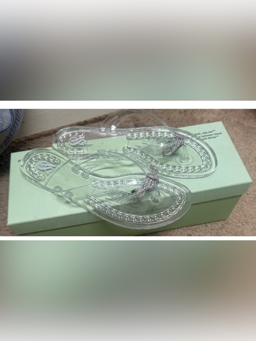 Victoria's Secret Clear Jelly Thong Sandals with Silver Bow Detail